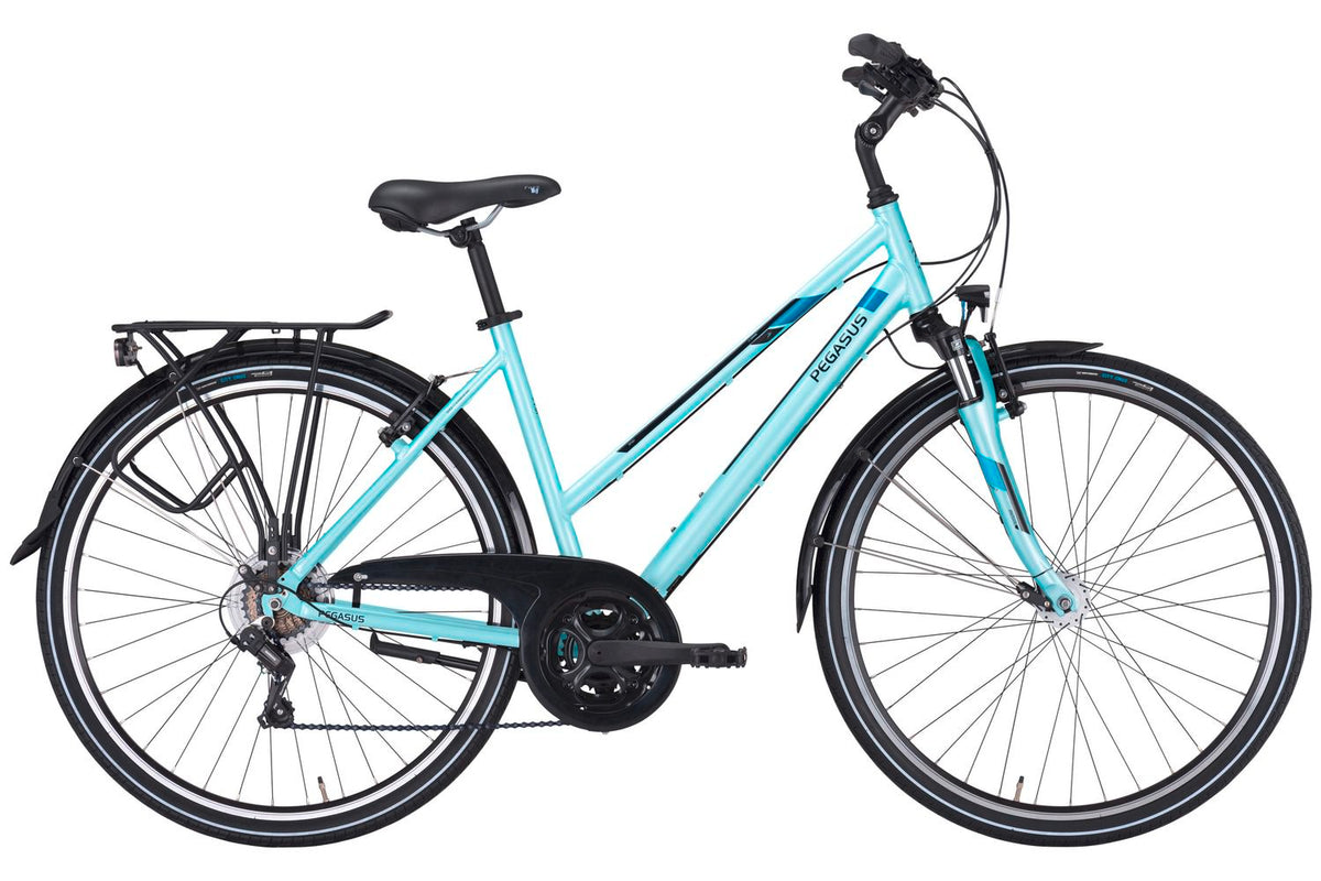 pegasus damen trekking fahrrad Pegasus Piazza 21 Trapez Ice Blue - 21-Gang Damenrad